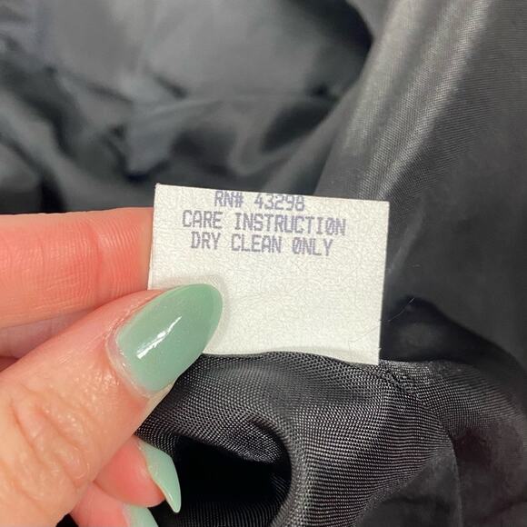 Vintage 70s Black Faux Velvet Oversized Large Peacoat Style Winter Jacket Coat - Picture 10 of 11